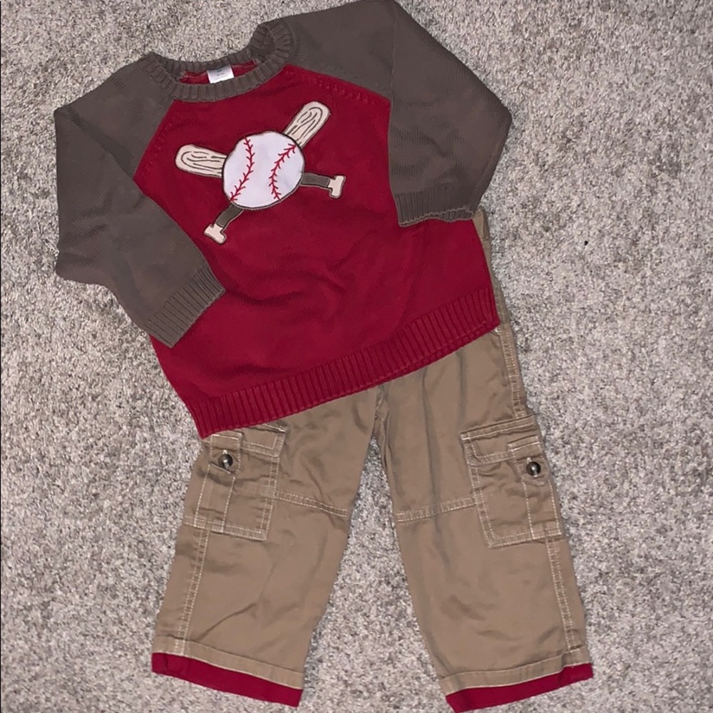 Gymboree Baseball Sweater & Pants size 2T/3T Cute!
